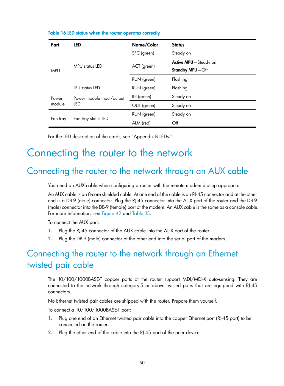 Connecting the router to the network | H3C Technologies H3C SR8800 User Manual | Page 60 / 135