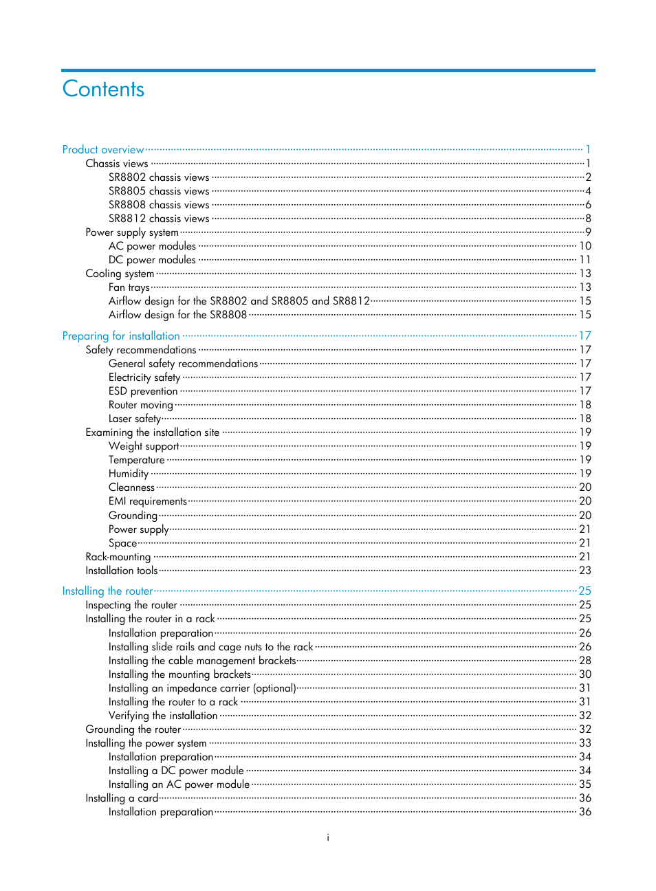 H3C Technologies H3C SR8800 User Manual | Page 7 / 135
