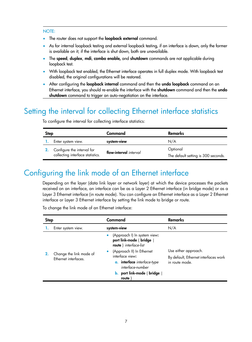 Configuring the link mode of an ethernet interface | H3C Technologies H3C SR8800 User Manual | Page 14 / 66