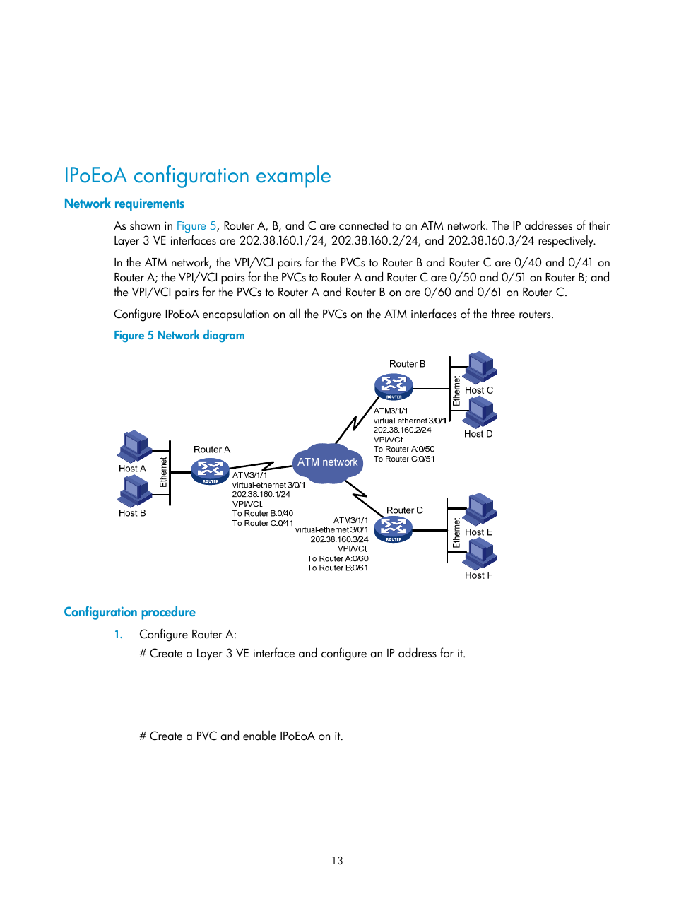 Ipoeoa configuration example, Network requirements, Configuration procedure | H3C Technologies H3C SR8800 User Manual | Page 21 / 78