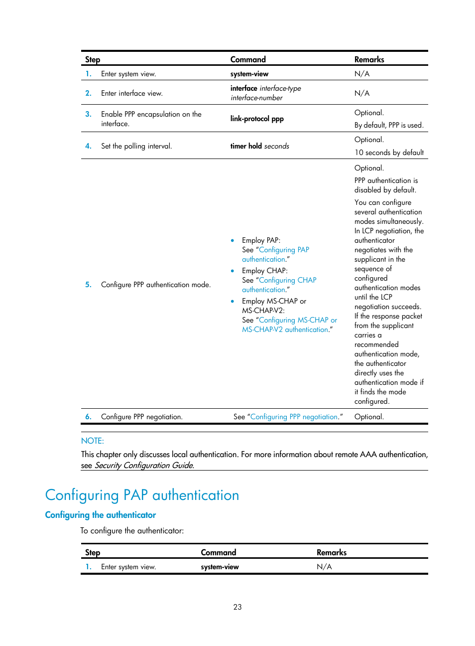 Configuring pap authentication, Configuring the authenticator | H3C Technologies H3C SR8800 User Manual | Page 31 / 78