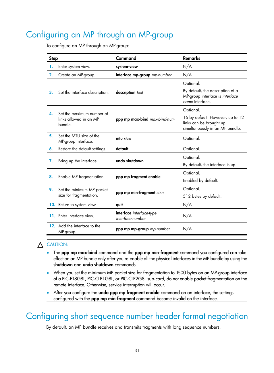 Configuring an mp through an mp-group | H3C Technologies H3C SR8800 User Manual | Page 39 / 78