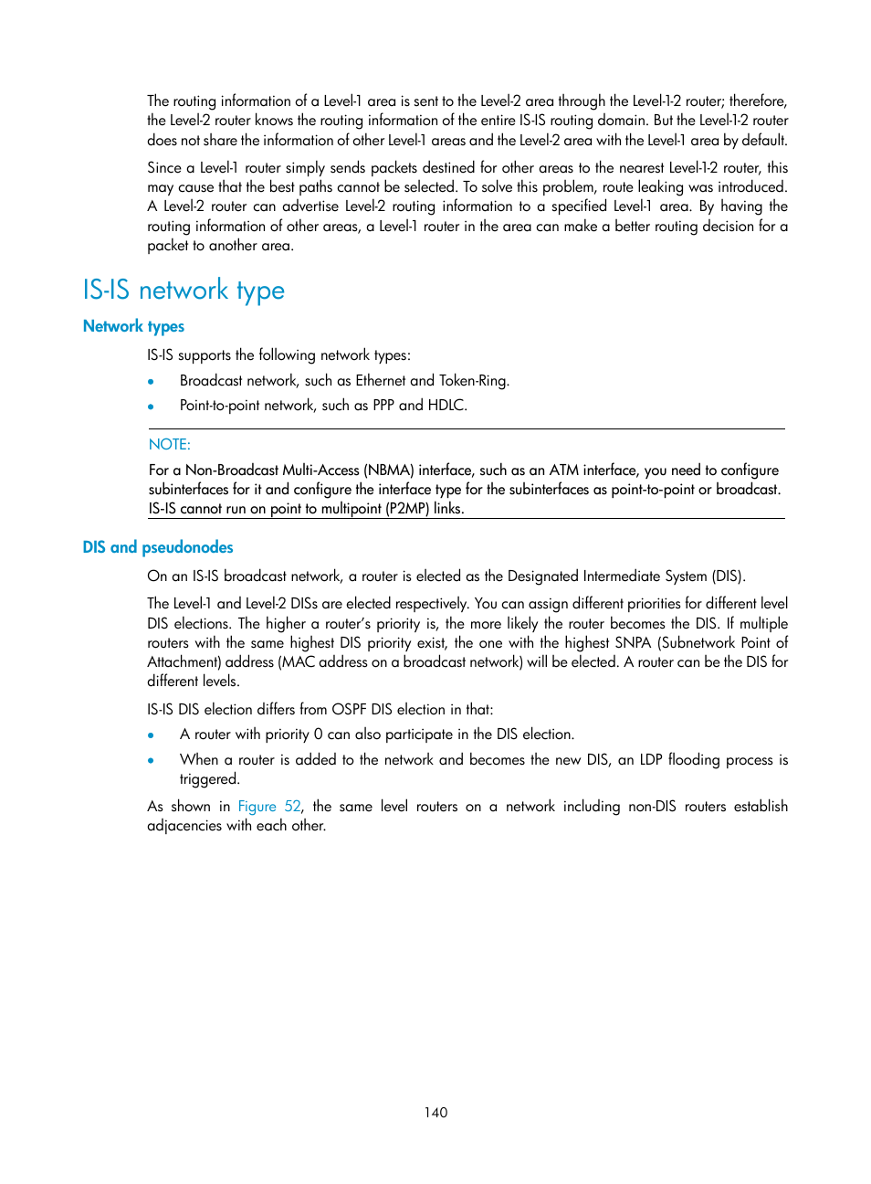 Is-is network type, Network types, Dis and pseudonodes | H3C Technologies H3C SR8800 User Manual | Page 156 / 431