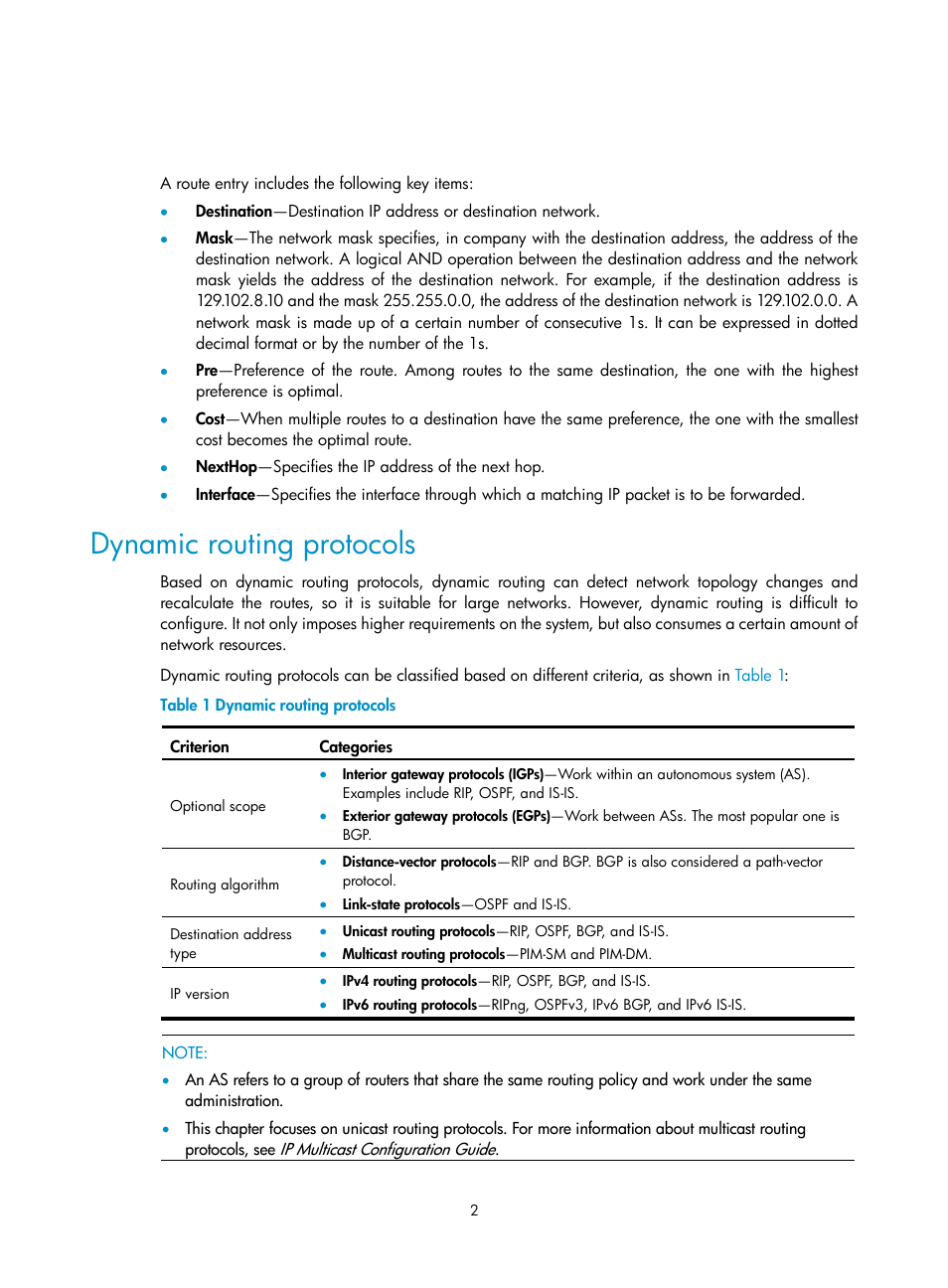 Dynamic routing protocols | H3C Technologies H3C SR8800 User Manual | Page 18 / 431