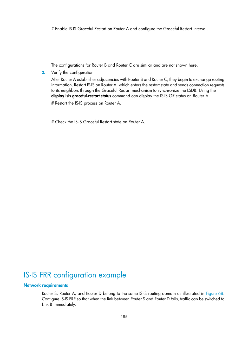 Is-is frr configuration example, Network requirements | H3C Technologies H3C SR8800 User Manual | Page 201 / 431