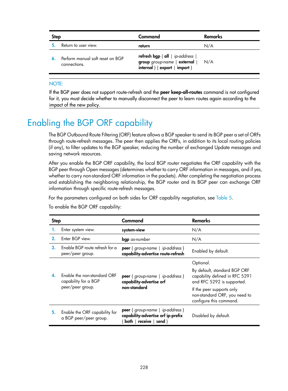 Enabling the bgp orf capability | H3C Technologies H3C SR8800 User Manual | Page 244 / 431