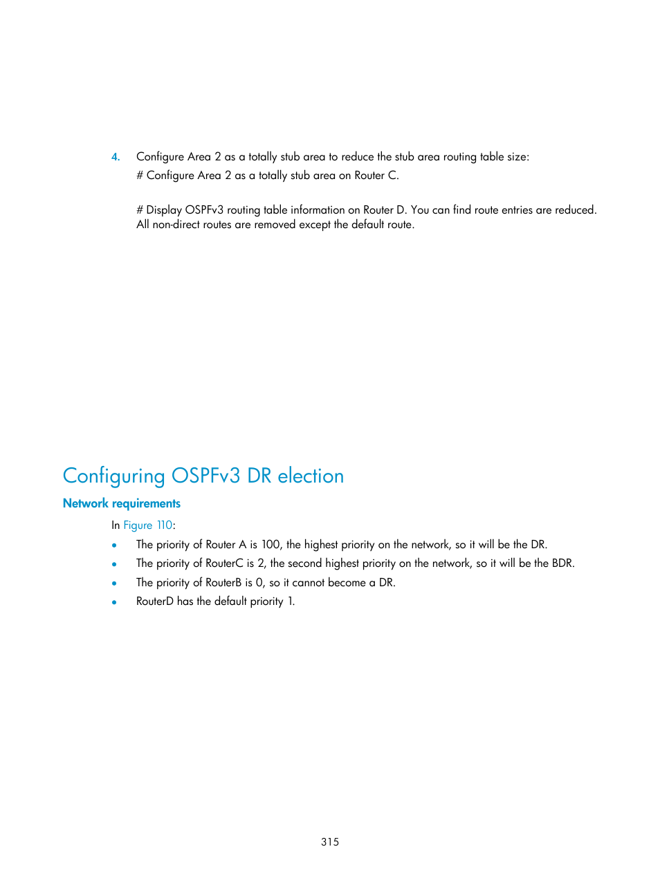 Configuring ospfv3 dr election, Network requirements | H3C Technologies H3C SR8800 User Manual | Page 331 / 431