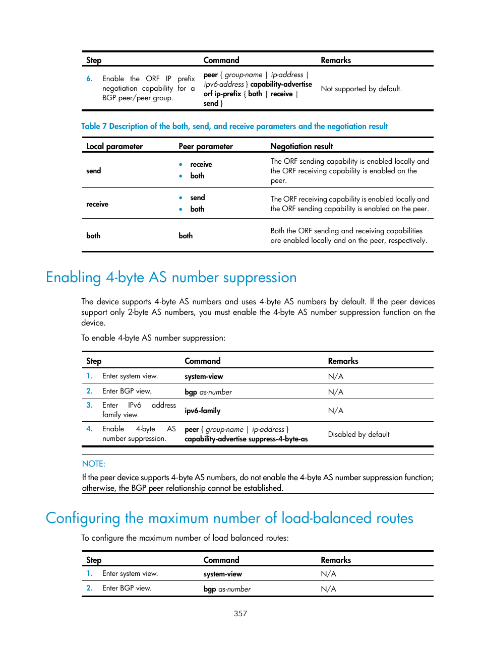 Enabling 4-byte as number suppression | H3C Technologies H3C SR8800 User Manual | Page 373 / 431
