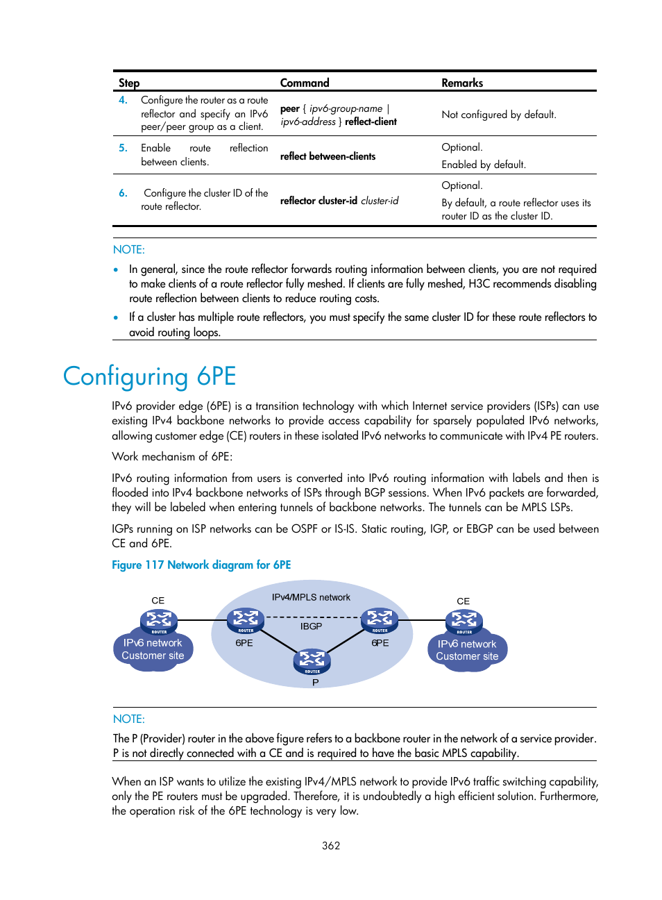 Configuring 6pe | H3C Technologies H3C SR8800 User Manual | Page 378 / 431