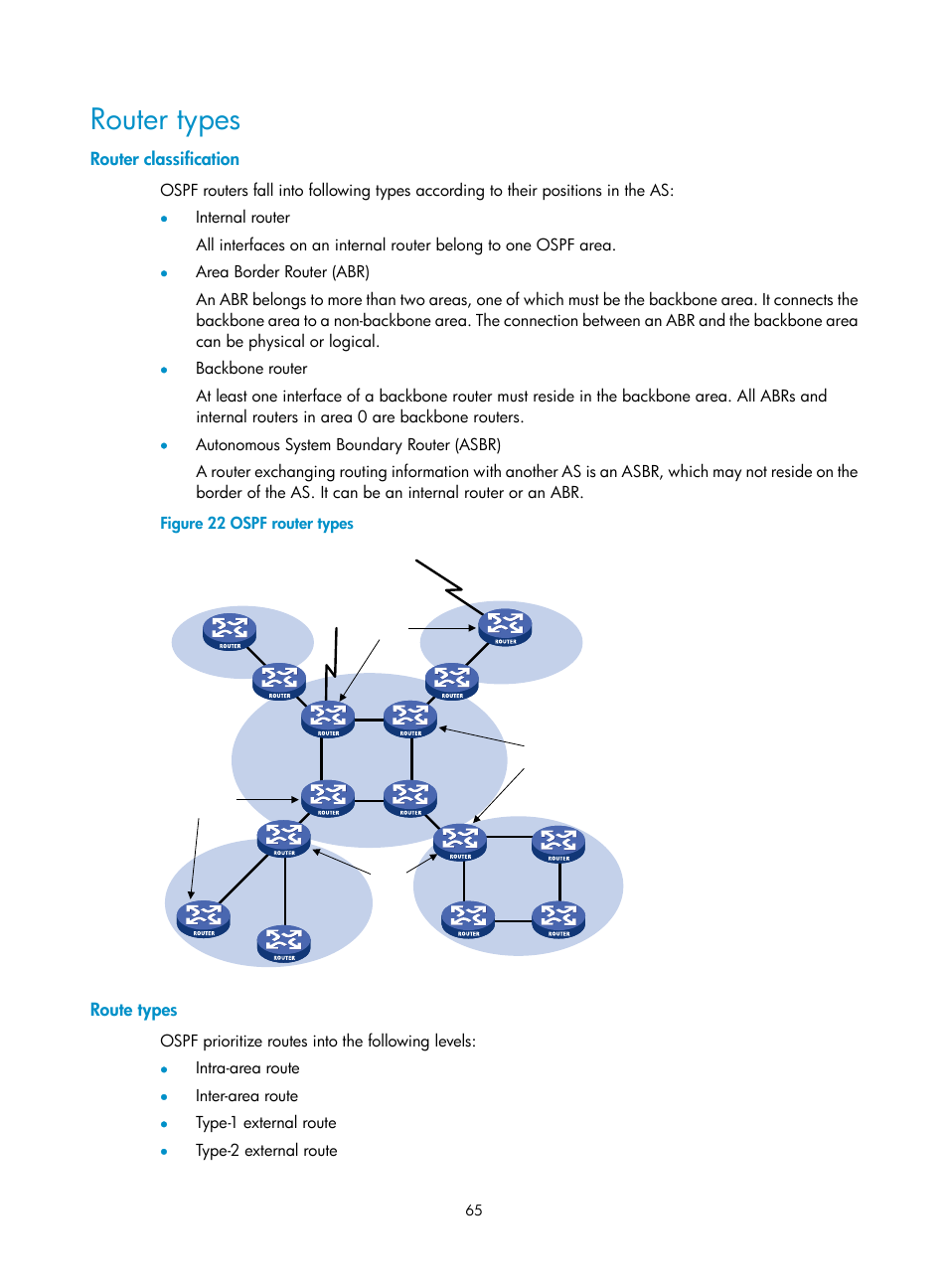 Router types, Router classification, Route types | H3C Technologies H3C SR8800 User Manual | Page 81 / 431