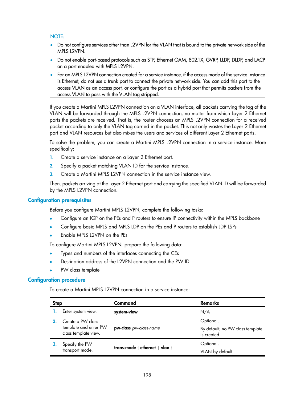 Configuration prerequisites, Configuration procedure | H3C Technologies H3C SR8800 User Manual | Page 209 / 410