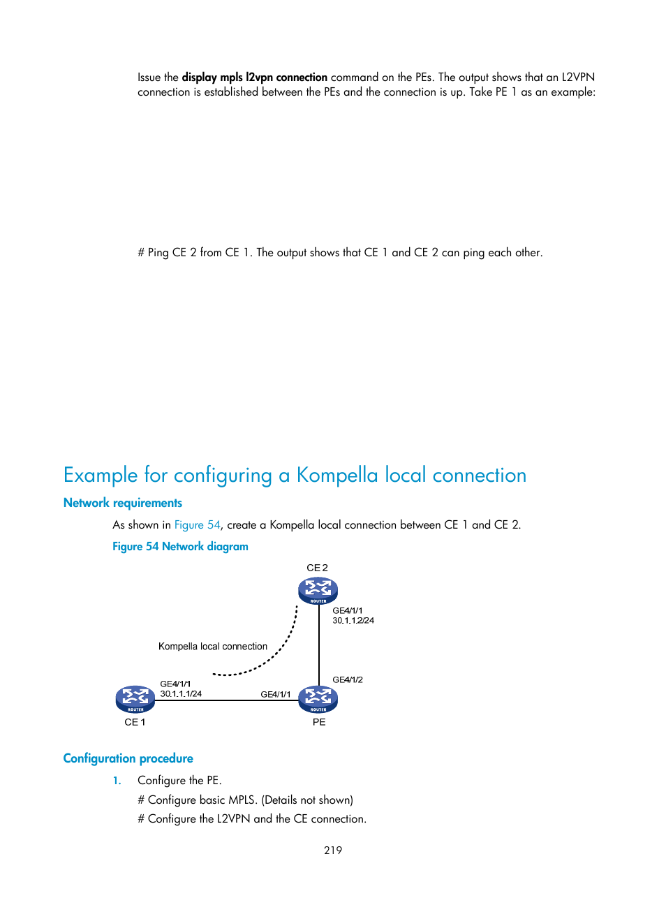 Network requirements, Configuration procedure | H3C Technologies H3C SR8800 User Manual | Page 230 / 410