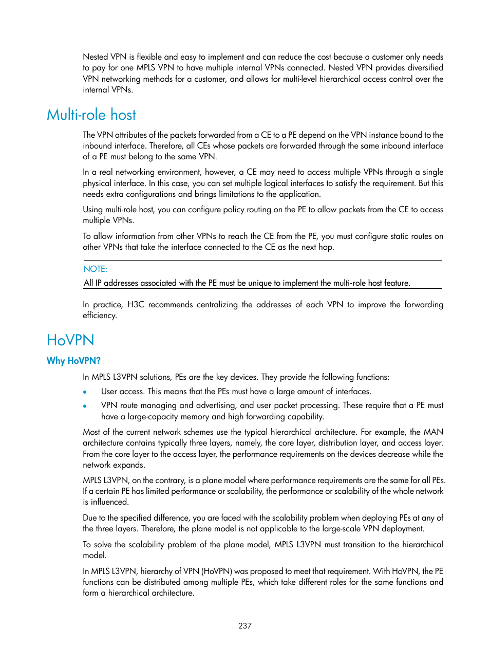 Multi-role host, Hovpn, Why hovpn | H3C Technologies H3C SR8800 User Manual | Page 248 / 410