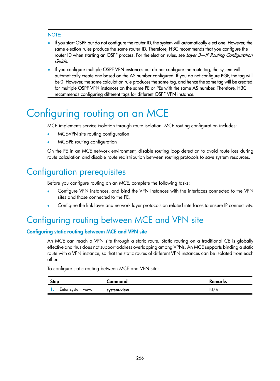 Configuring routing on an mce, Configuration prerequisites, Configuring routing between mce and vpn site | H3C Technologies H3C SR8800 User Manual | Page 277 / 410