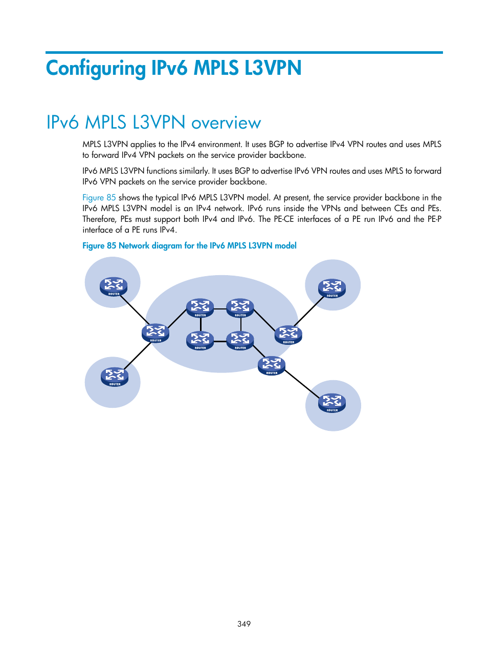 Configuring ipv6 mpls l3vpn, Ipv6 mpls l3vpn overview | H3C Technologies H3C SR8800 User Manual | Page 360 / 410