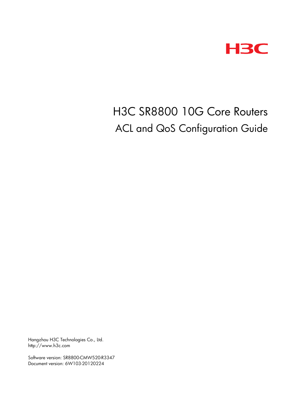 H3C Technologies H3C SR8800 User Manual | 108 pages