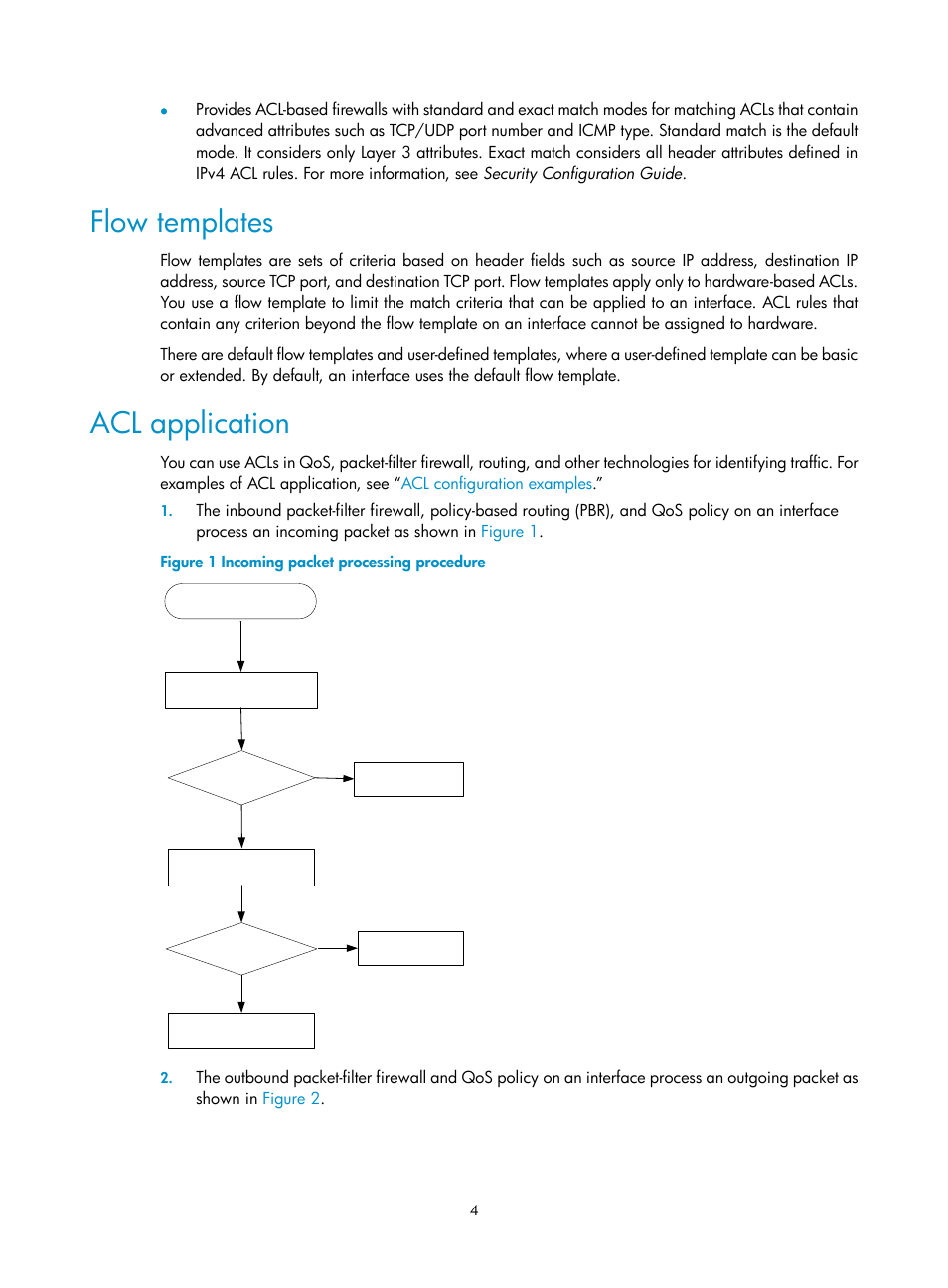 Flow templates, Acl application | H3C Technologies H3C SR8800 User Manual | Page 13 / 108