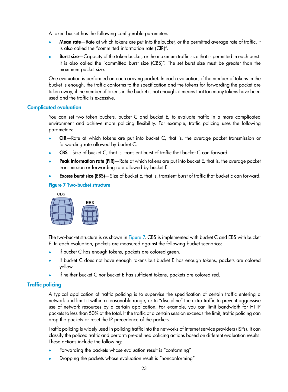 Complicated evaluation, Traffic policing | H3C Technologies H3C SR8800 User Manual | Page 32 / 108