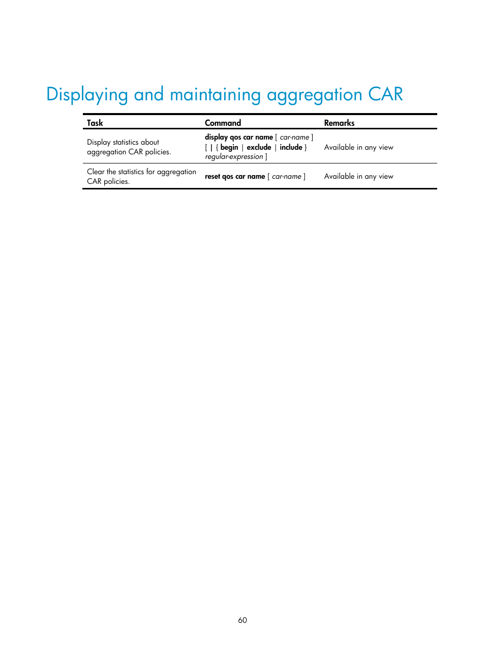 Displaying and maintaining aggregation car | H3C Technologies H3C SR8800 User Manual | Page 69 / 108
