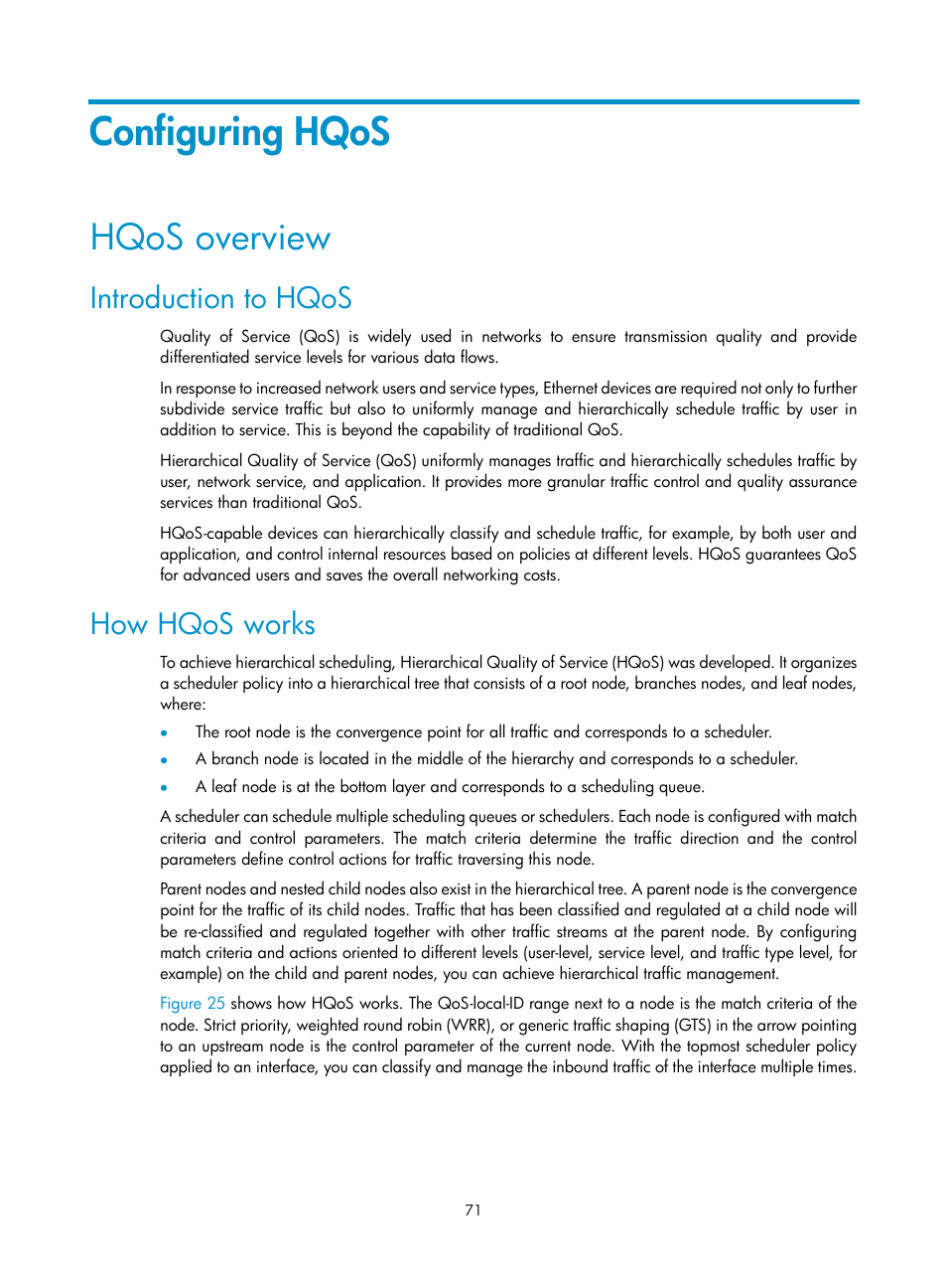 Configuring hqos, Hqos overview, Introduction to hqos | How hqos works | H3C Technologies H3C SR8800 User Manual | Page 80 / 108