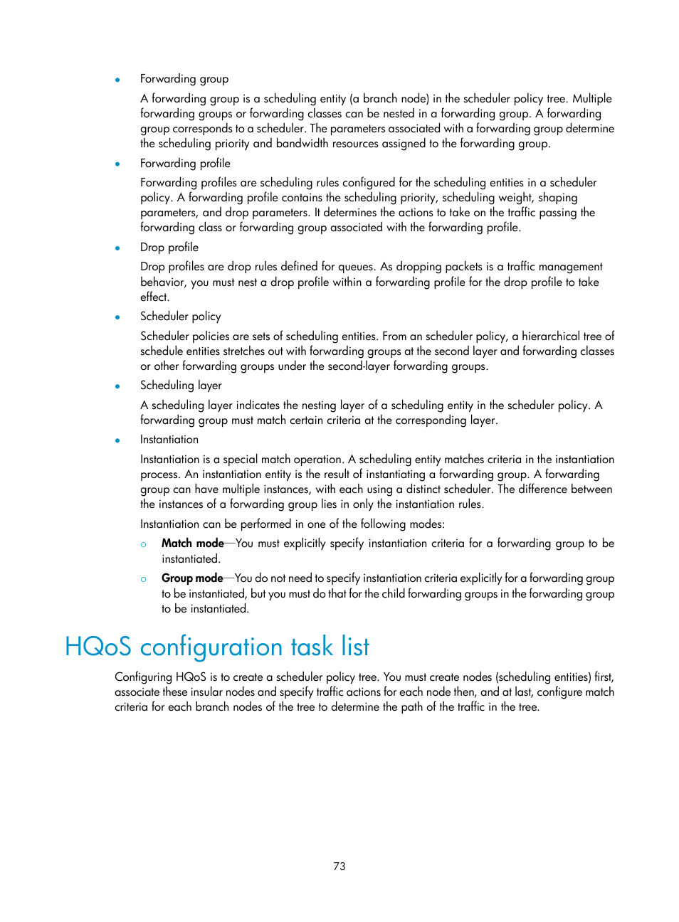 Hqos configuration task list | H3C Technologies H3C SR8800 User Manual | Page 82 / 108