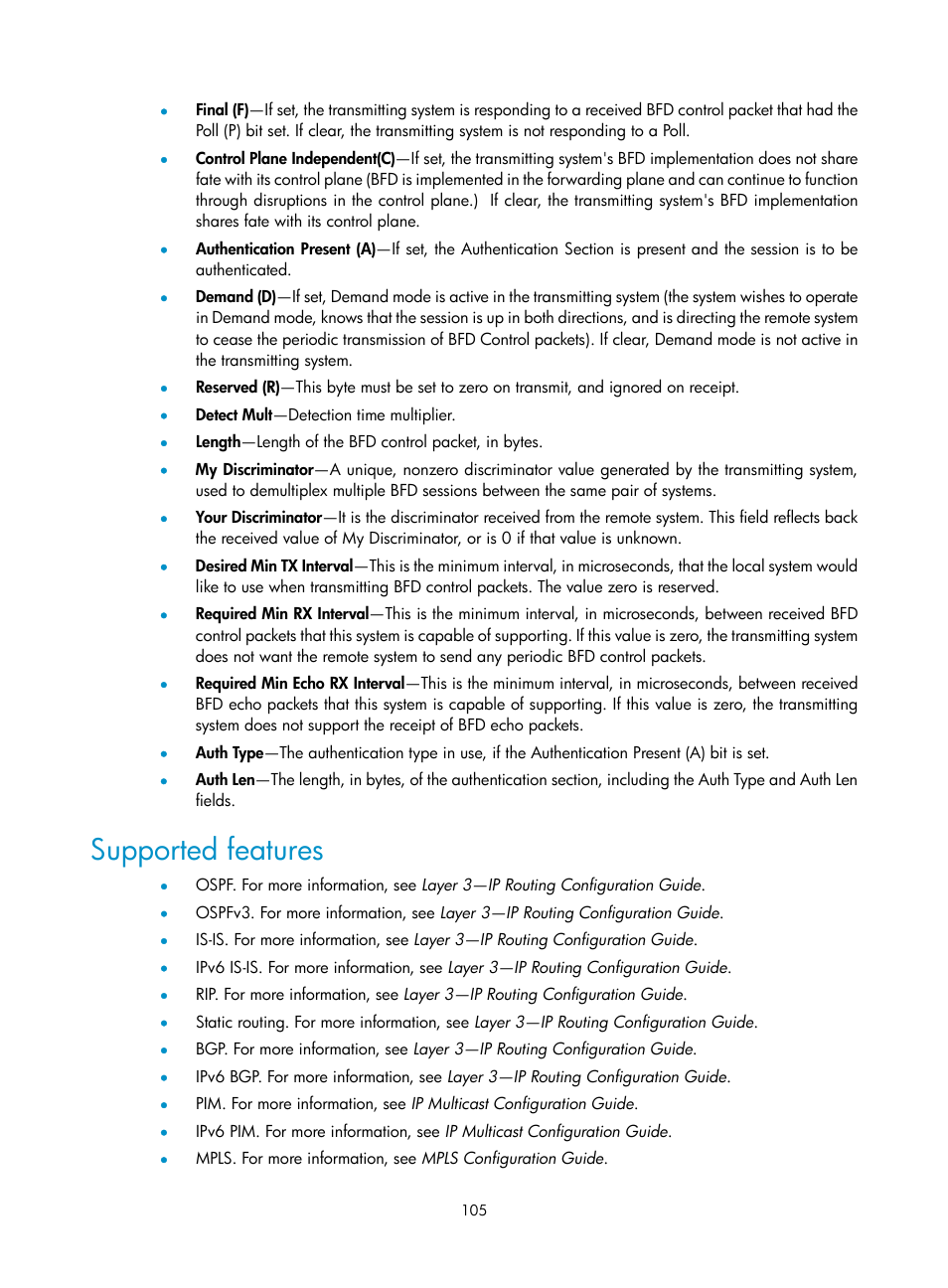 Supported features | H3C Technologies H3C SR8800 User Manual | Page 114 / 149