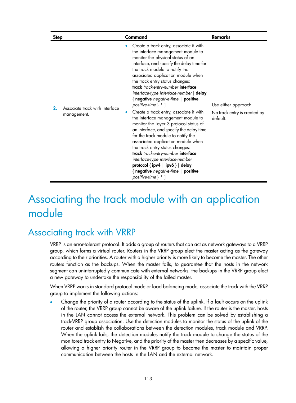 Associating track with vrrp | H3C Technologies H3C SR8800 User Manual | Page 122 / 149