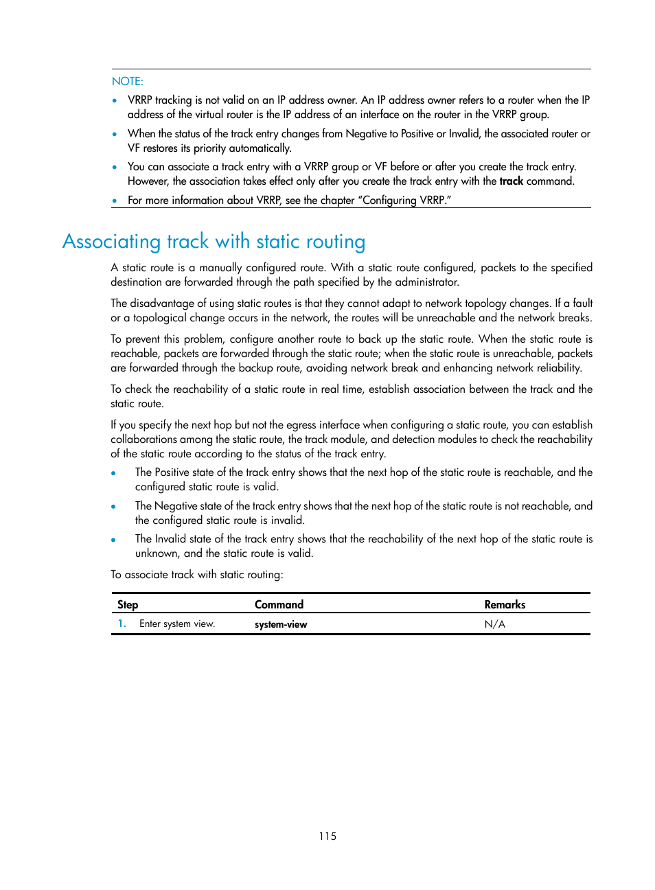 Associating track with static routing | H3C Technologies H3C SR8800 User Manual | Page 124 / 149