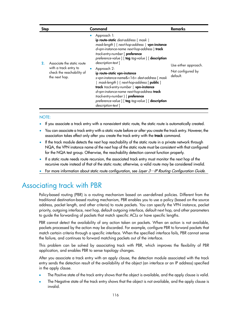 Associating track with pbr | H3C Technologies H3C SR8800 User Manual | Page 125 / 149