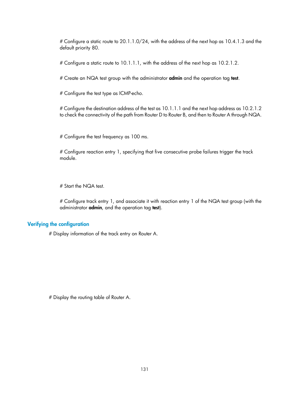 Verifying the configuration | H3C Technologies H3C SR8800 User Manual | Page 140 / 149