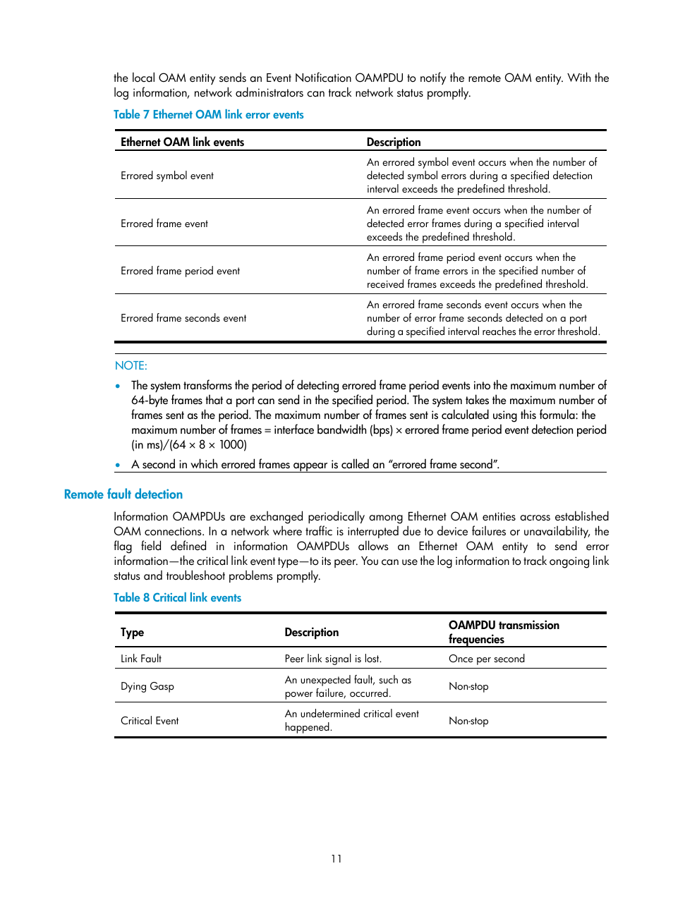 Remote fault detection | H3C Technologies H3C SR8800 User Manual | Page 20 / 149
