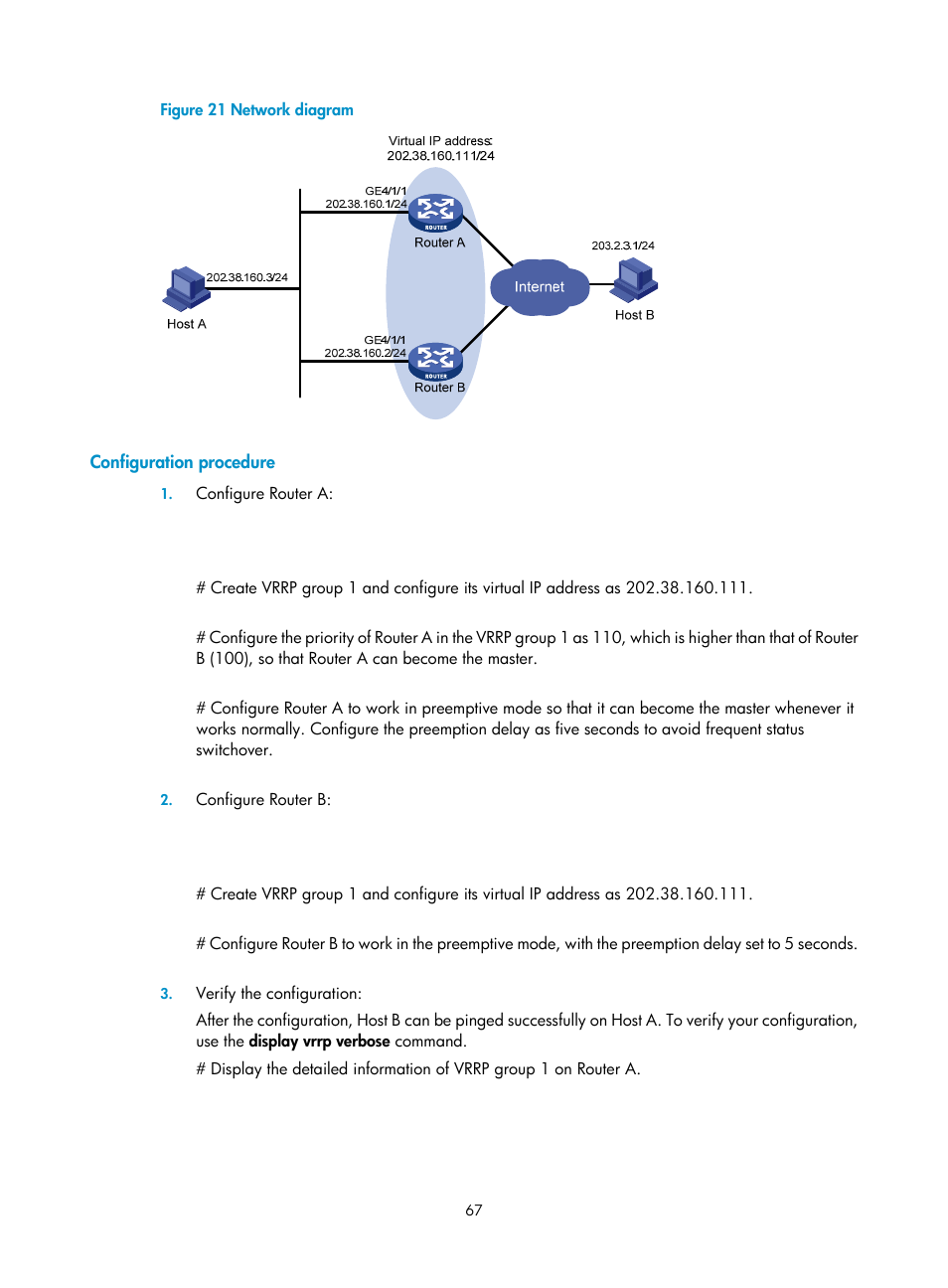 Configuration procedure | H3C Technologies H3C SR8800 User Manual | Page 76 / 149