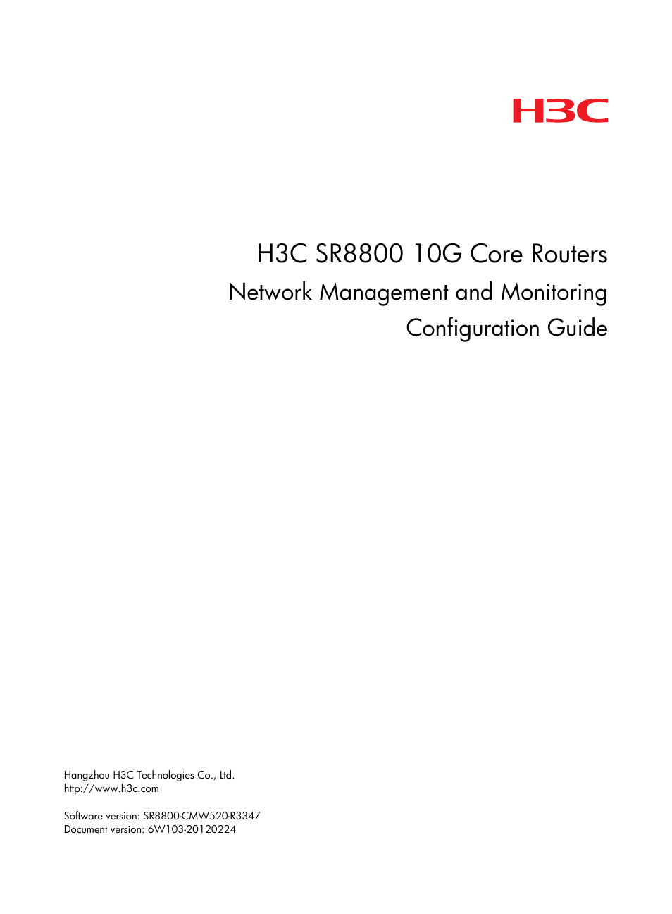 H3C Technologies H3C SR8800 User Manual | 210 pages