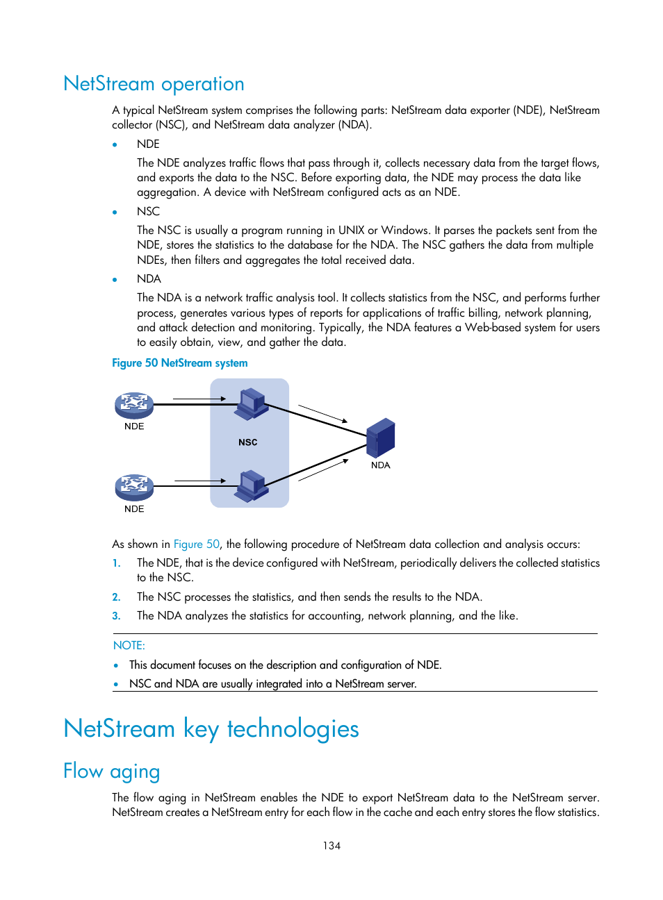 Netstream operation, Netstream key technologies, Flow aging | H3C Technologies H3C SR8800 User Manual | Page 146 / 210