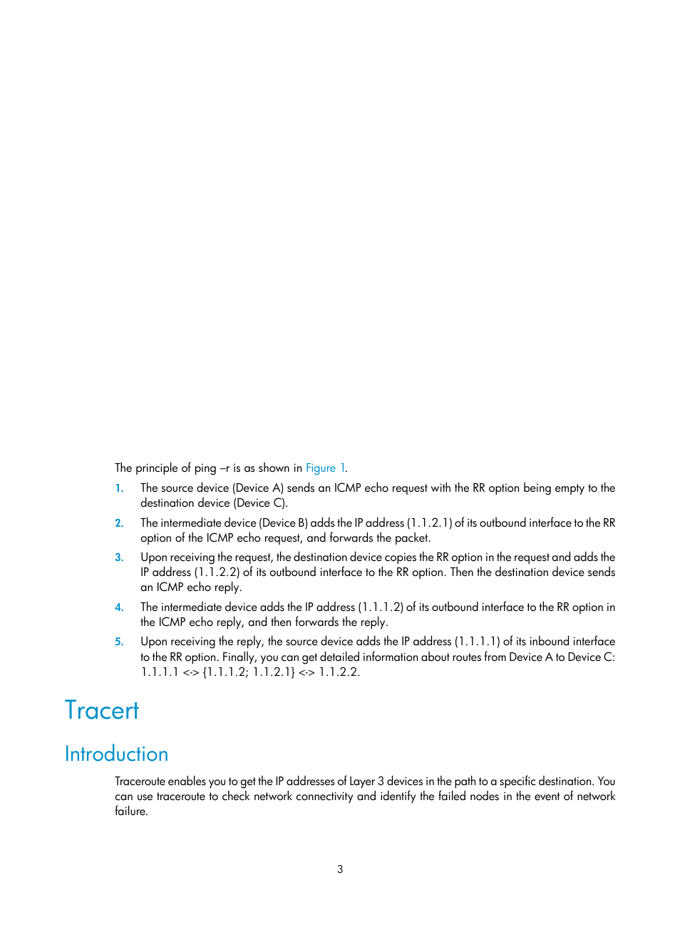 Tracert, Introduction | H3C Technologies H3C SR8800 User Manual | Page 15 / 210