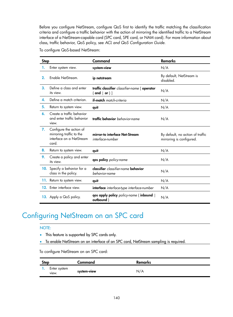 Configuring netstream on an spc card | H3C Technologies H3C SR8800 User Manual | Page 152 / 210