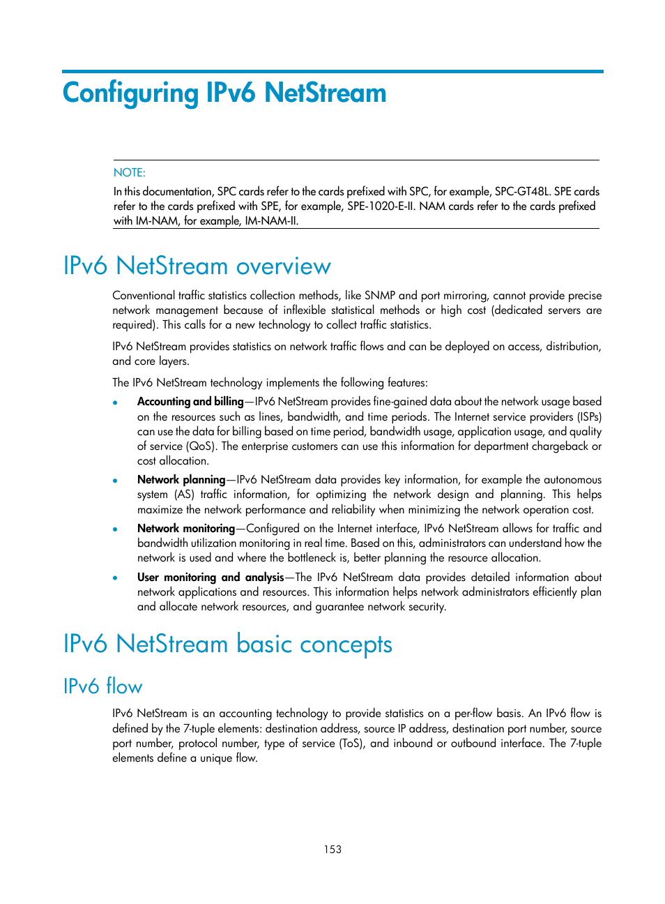 Configuring ipv6 netstream, Ipv6 netstream overview, Ipv6 netstream basic concepts | Ipv6 flow | H3C Technologies H3C SR8800 User Manual | Page 165 / 210
