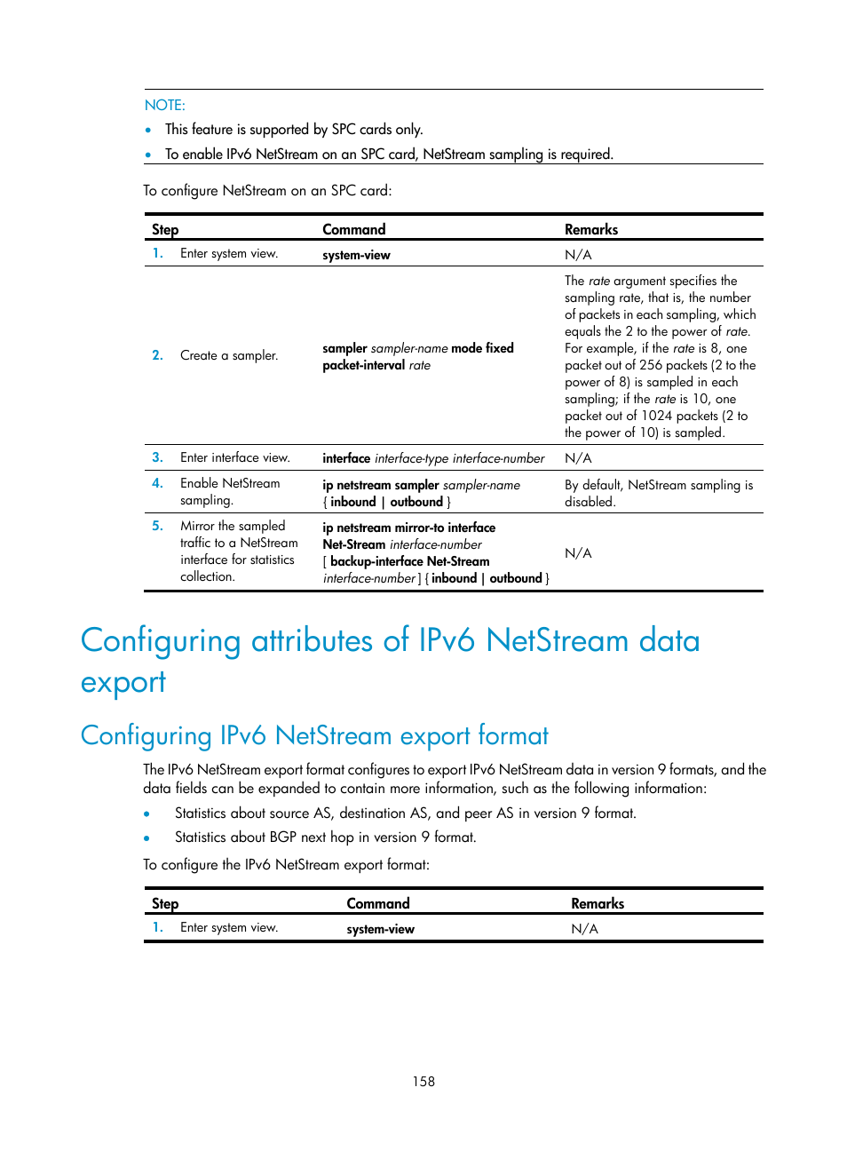 Configuring ipv6 netstream export format | H3C Technologies H3C SR8800 User Manual | Page 170 / 210