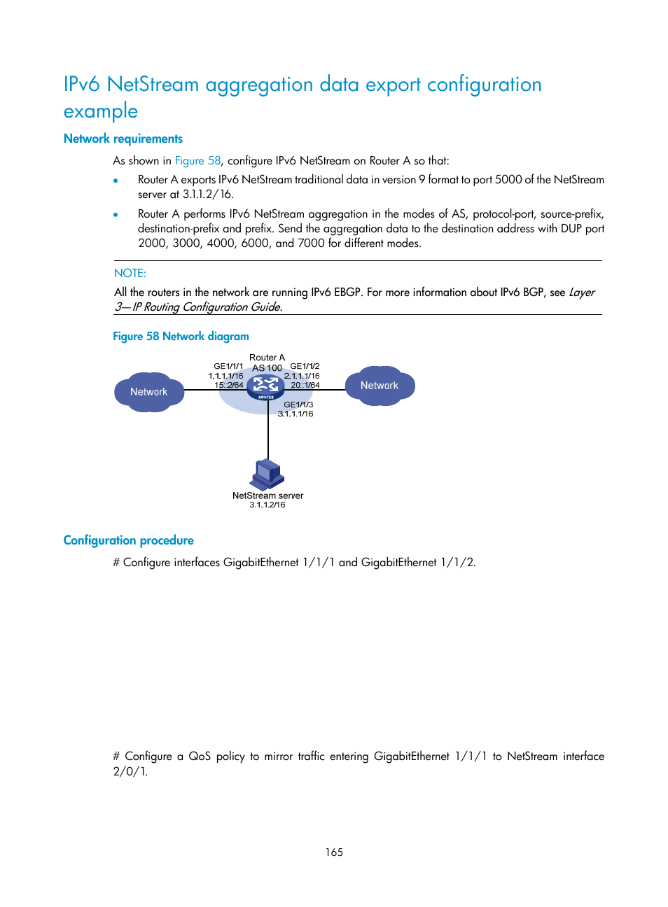 Network requirements, Configuration procedure | H3C Technologies H3C SR8800 User Manual | Page 177 / 210