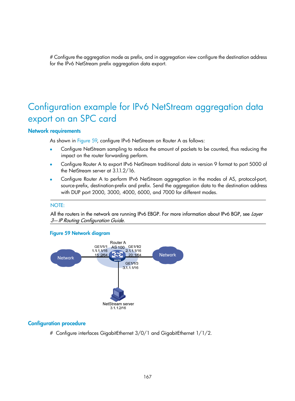 Network requirements, Configuration procedure | H3C Technologies H3C SR8800 User Manual | Page 179 / 210