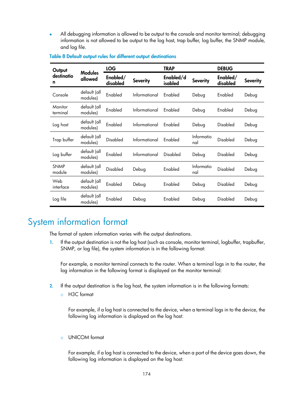 System information format | H3C Technologies H3C SR8800 User Manual | Page 186 / 210