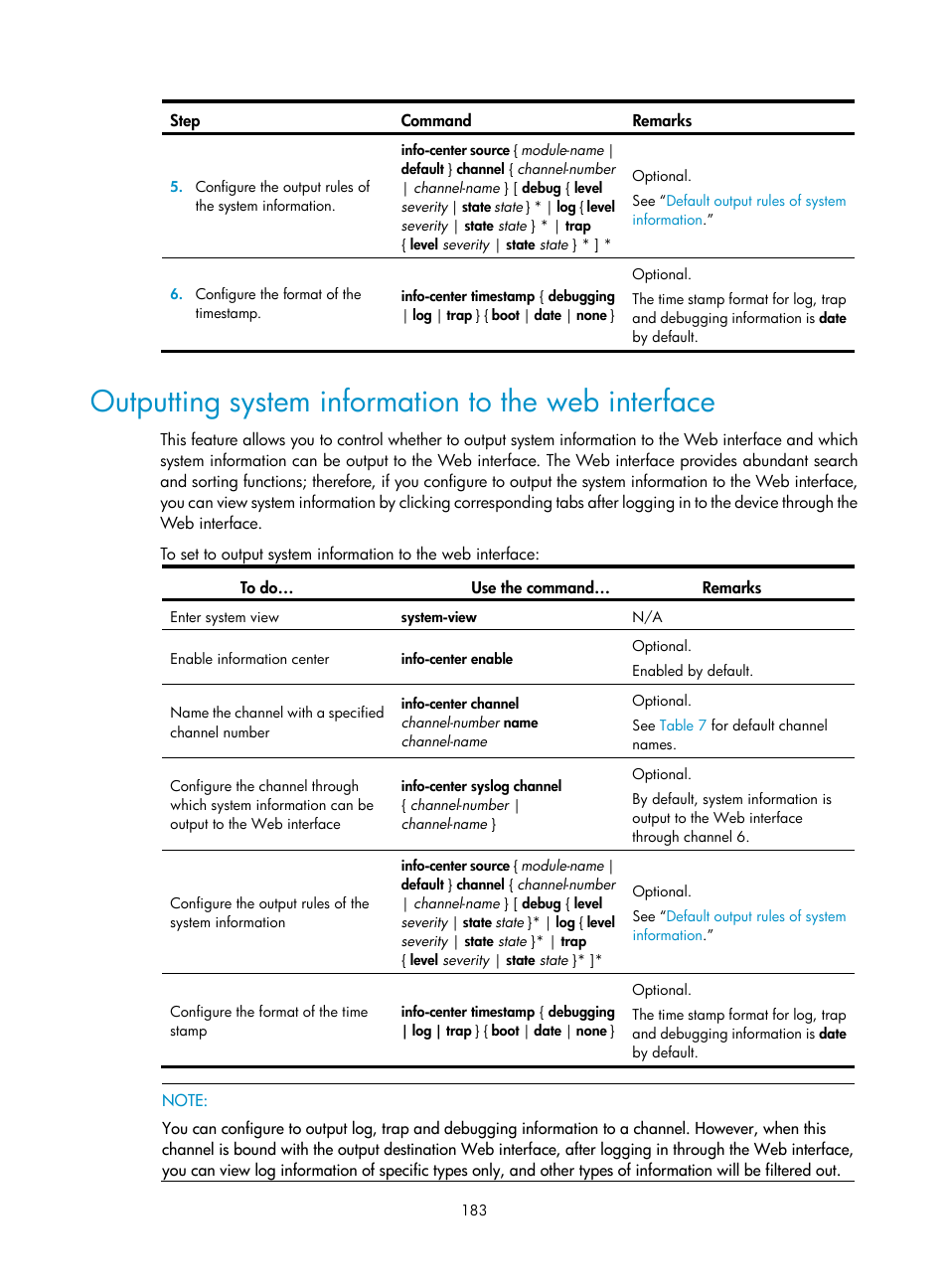 Outputting system information to the web interface | H3C Technologies H3C SR8800 User Manual | Page 195 / 210