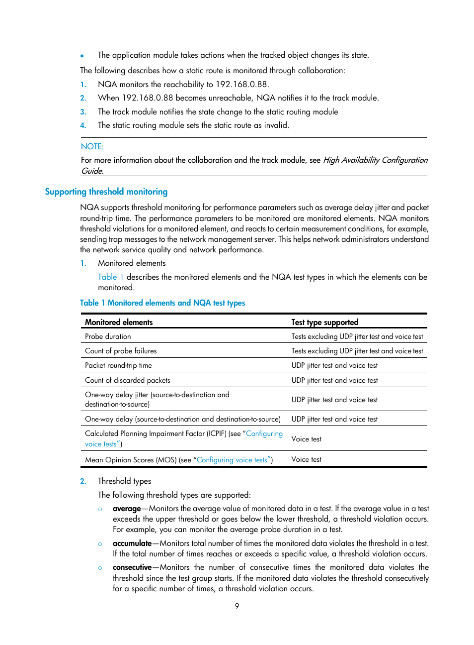 Supporting threshold monitoring | H3C Technologies H3C SR8800 User Manual | Page 21 / 210