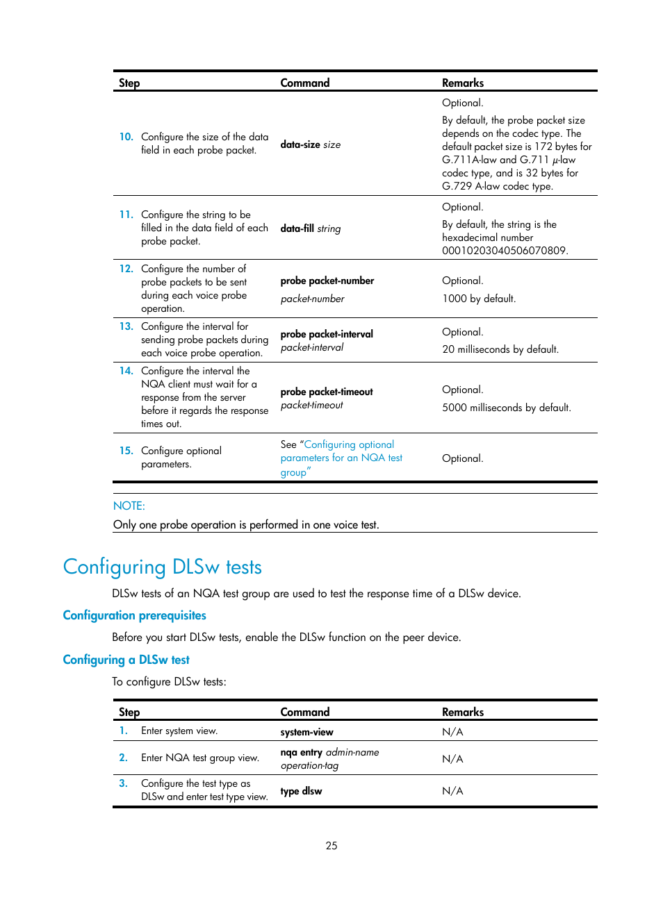 Configuring dlsw tests, Configuration prerequisites, Configuring a dlsw test | H3C Technologies H3C SR8800 User Manual | Page 37 / 210