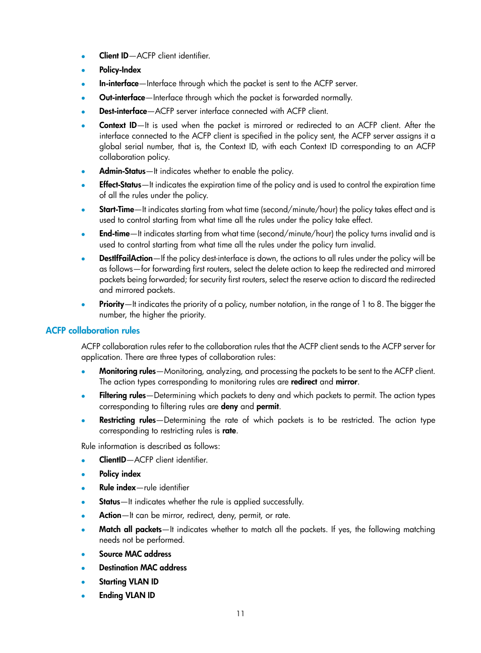 Acfp collaboration rules | H3C Technologies H3C SR8800 User Manual | Page 17 / 33