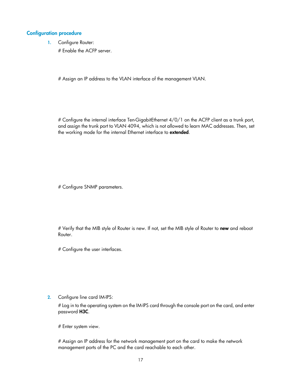 Configuration procedure | H3C Technologies H3C SR8800 User Manual | Page 23 / 33