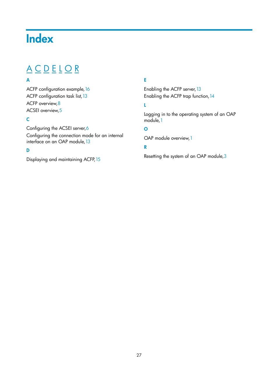 Index | H3C Technologies H3C SR8800 User Manual | Page 33 / 33