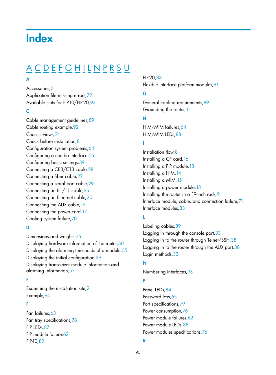 Index | H3C Technologies H3C SR6600-X User Manual | Page 105 / 106