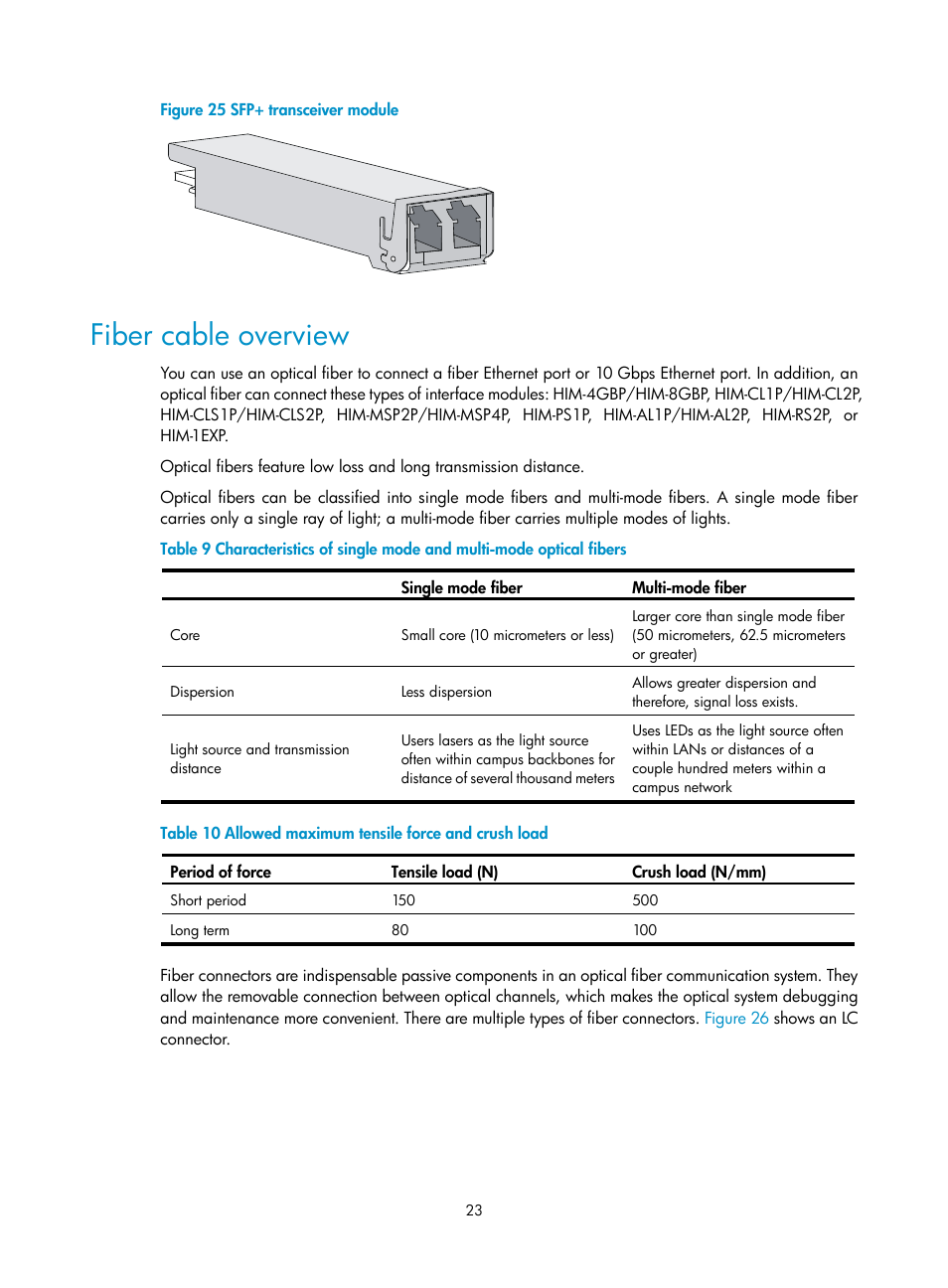 Fiber cable overview | H3C Technologies H3C SR6600-X User Manual | Page 33 / 106