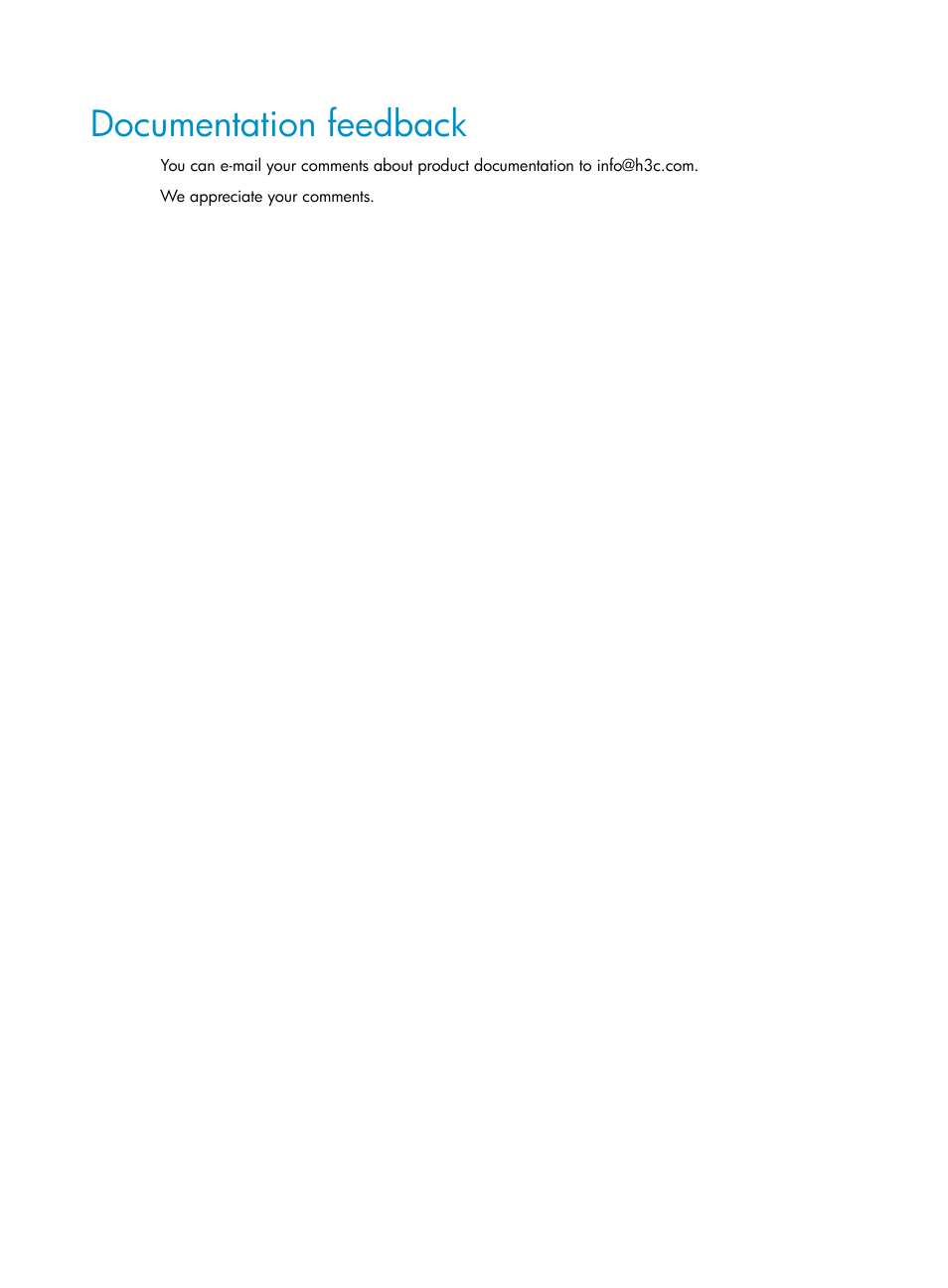 Documentation feedback | H3C Technologies H3C SR6600-X User Manual | Page 6 / 106
